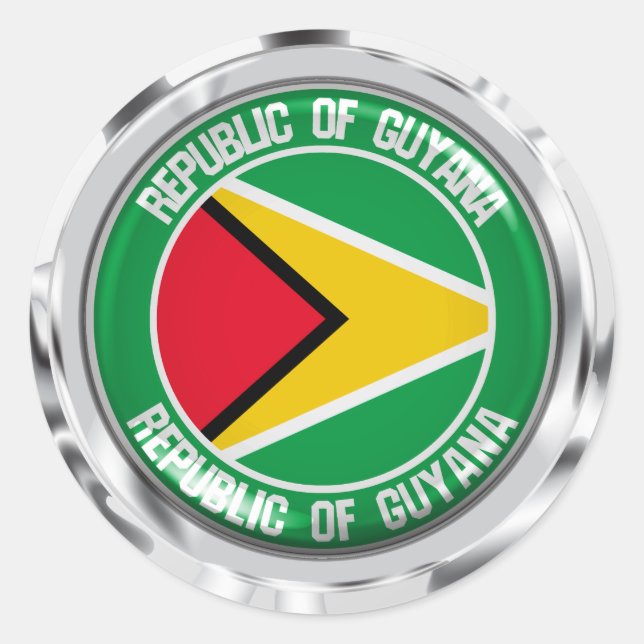 Sticker Rond Emblème rond du Guyana (Devant)