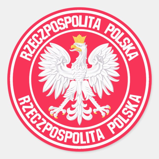 Sticker Rond Emblème rond polonais (Devant)