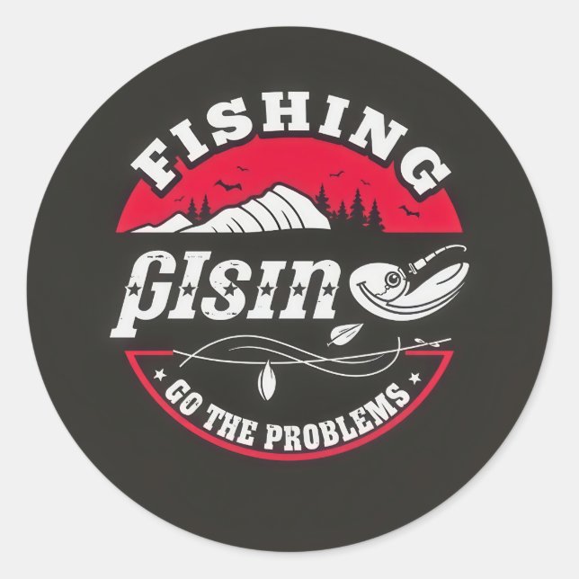 Sticker Rond Embrace the Outdoors: Fishing Adventures Await! (Devant)