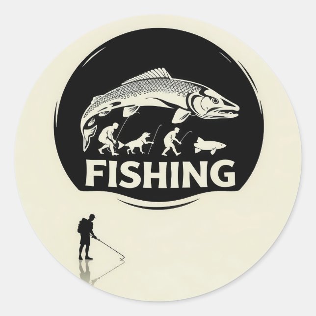 Sticker Rond Embracing the Art of Fishing: A Journey Through Ti (Devant)