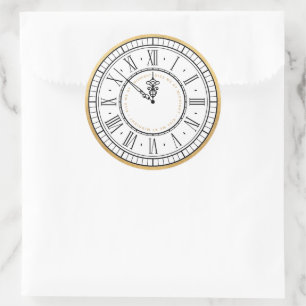 Sticker Rond Embrasse-moi à minuit Horloge du Nouvel An