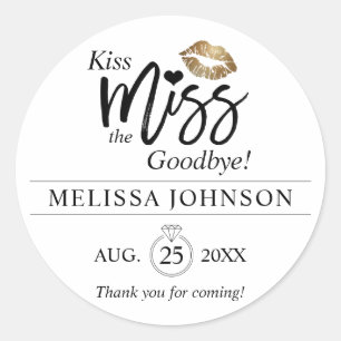 Sticker Rond Embrasser Miss Au Revoir Merci Demoiselle d'Honneu