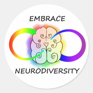 Sticker Rond Embrassez l'autocollant Neurodiversity
