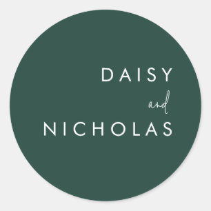 Sticker Rond Emerald Green Fiançailles Mariage moderne