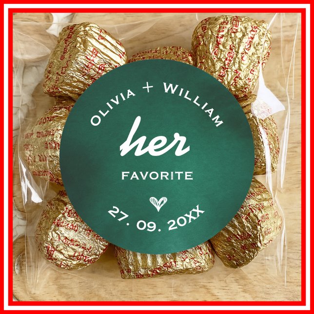 Sticker Rond Emerald Green Her Favorite His Favorite Favor (Créateur téléchargé)