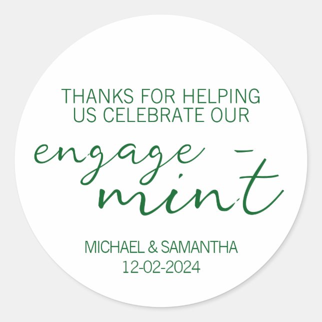 Sticker Rond Emerald Green Mint Engagement Thank You (Devant)