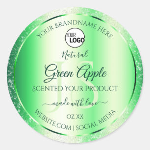 Sticker Rond Emerald Green Parties scintillant Produit Étiquett
