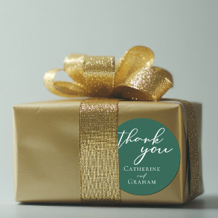 Sticker Rond Emerald Green Typographie Mariage forestier