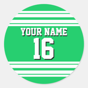 Sticker Rond Emerald Green White Team Jersey Numéro personnalis