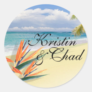 Sticker Rond EMERALD WATERS Plage tropicale Mariage