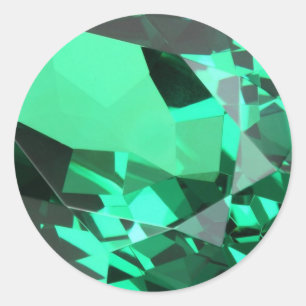 Sticker Rond Emeraude verte riche Pierre d'origine mai
