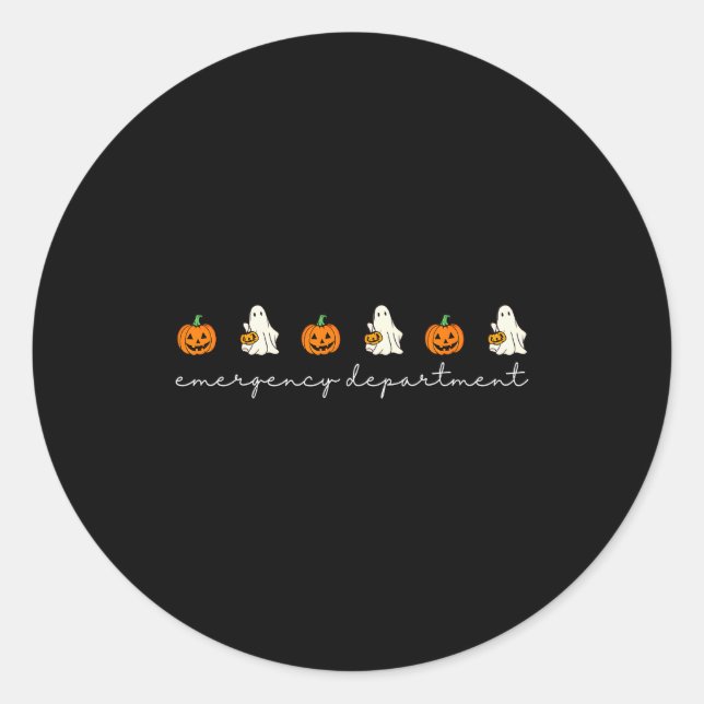 Sticker Rond Emergency Department Ghost Pumpkin Halloween Medic (Devant)