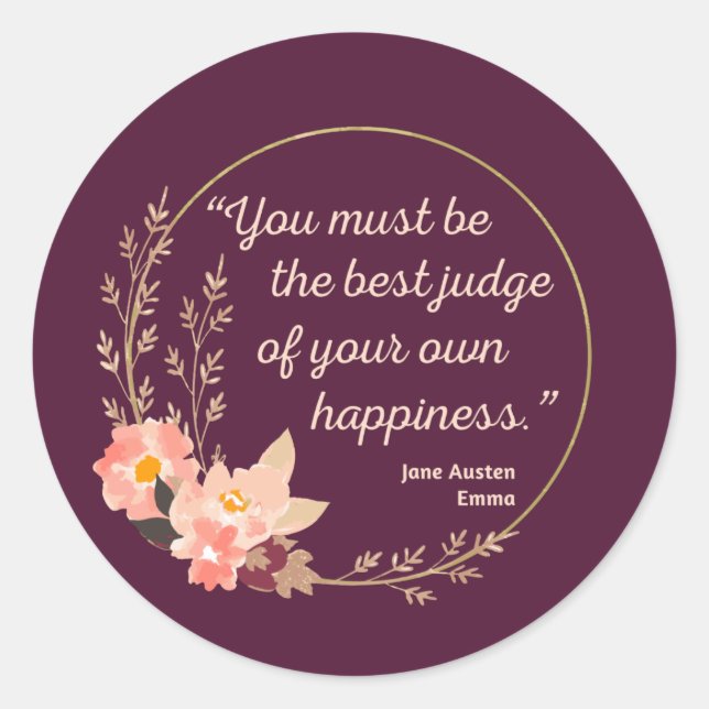 Sticker Rond Emma By Jane Austen Citation I - Style mignon (Devant)