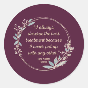 Sticker Rond Emma By Jane Austen Citation II - Style mignon