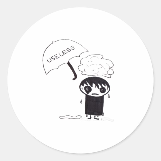 Sticker Rond EMO inutile (Devant)