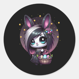 Sticker Rond Emo Pâques Bunny mignon Goth Girl Whimsigoth Egg H