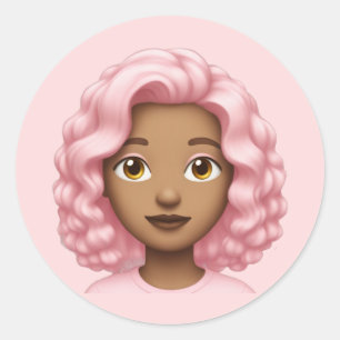 Sticker Rond Emoji à airain rose
