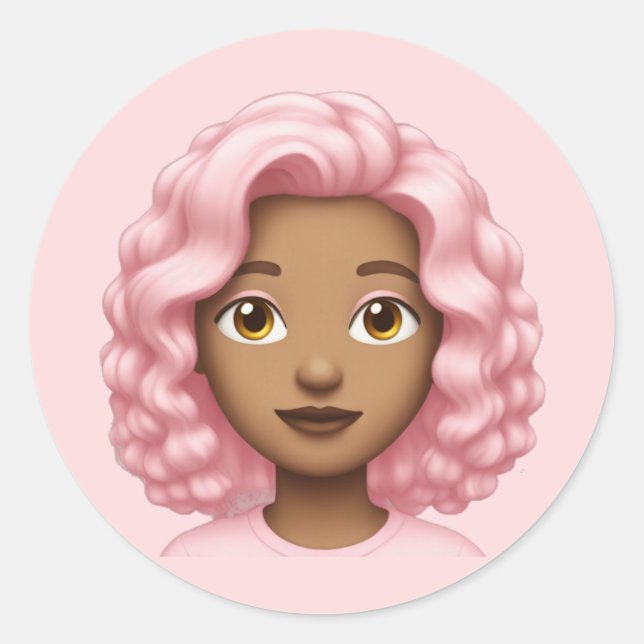 Sticker Rond Emoji à airain rose (Devant)