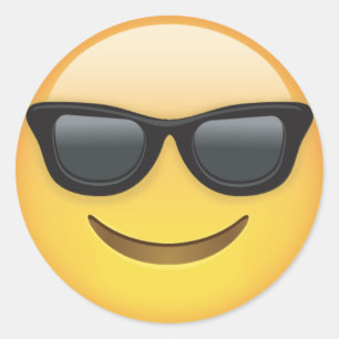 Sticker Rond Emoji avec des lunettes de soleil