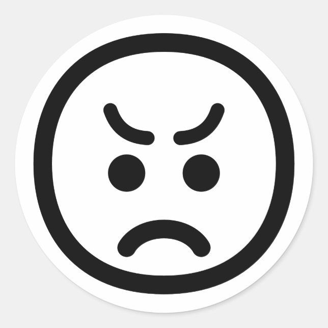 Sticker Rond Emoji de couleur personnalisable face en colère (Devant)