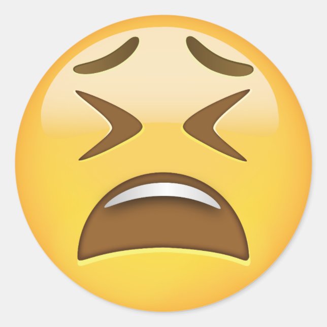 Sticker Rond Emoji du visage fatigué (Devant)
