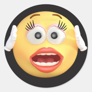 Sticker Rond Emoji du visage surpris