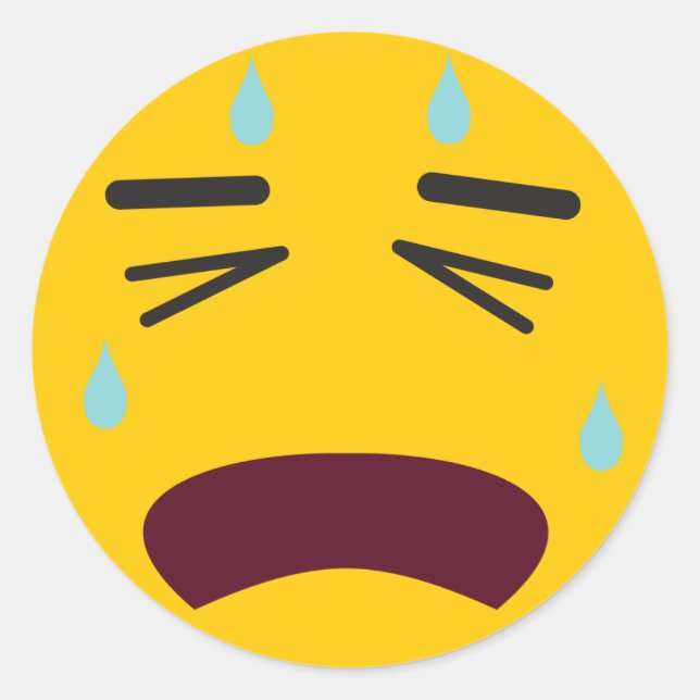 Sticker Rond Emoji en Pleure triste (Devant)