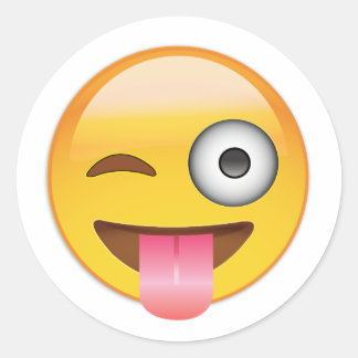 Sticker Rond Emoji - Face Avec La Langue