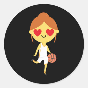 Sticker Rond Émoji, fille de basket-ball