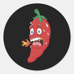 Sticker Rond Emoji Funny Chili poivre Hot Sauce Food Lover