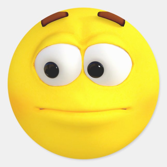 Sticker Rond Emoji jaune indifférent 3D (Devant)