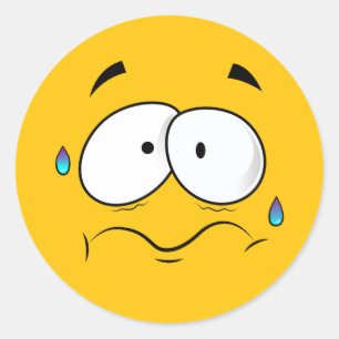 Sticker Rond Emoji jaune inquiet