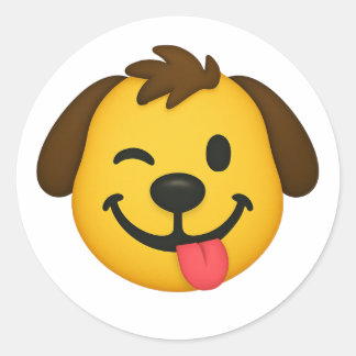 Sticker Rond Emoji Perro Divertido – Estilo Kawaii para Amantes