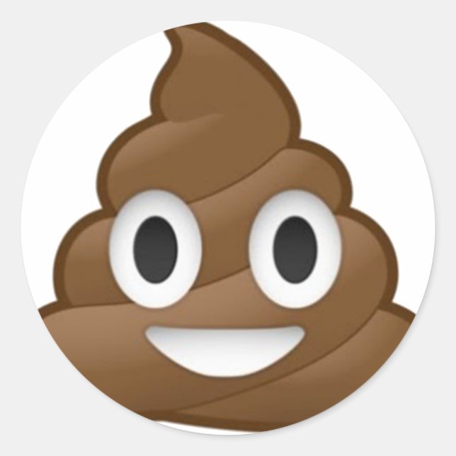Sticker Rond Emoji Poop Souriant (Devant)