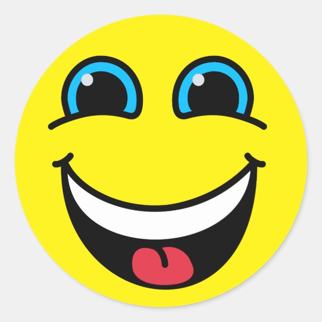 Sticker Rond Emoji riant jaune font face (Devant)