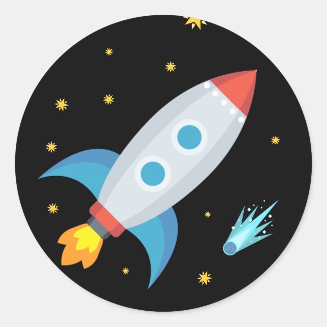 Sticker Rond Emoji Rocket Space (Devant)