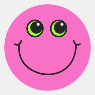 Sticker Rond Emoji rose heureux font face