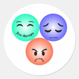 Sticker Rond Emoji sentiments avec des citations heureuses, tri