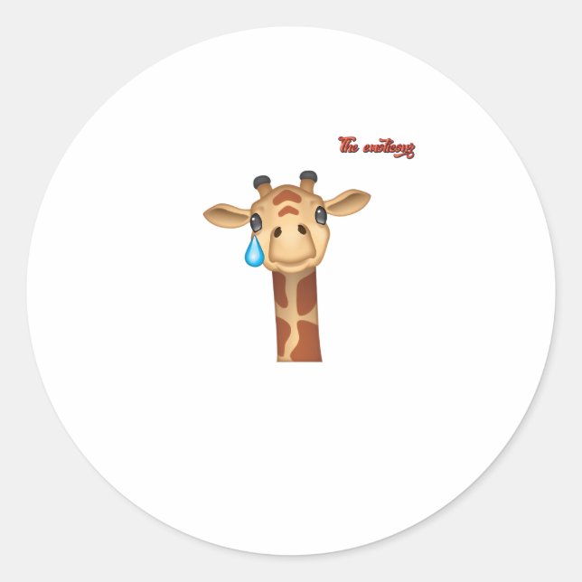 Sticker Rond emoji triste visage de girafe en larmes (Devant)