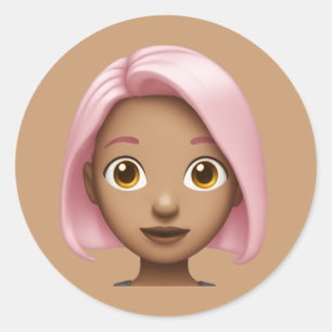 Sticker Rond Emoji, un avatar d'airain rose