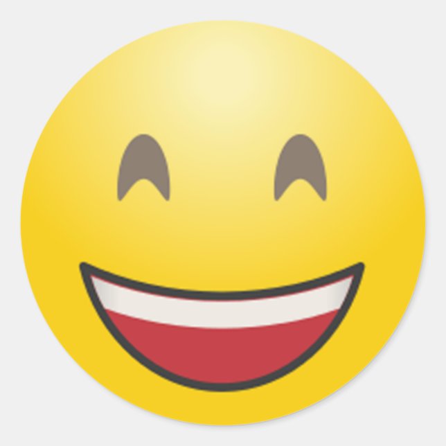 Sticker Rond Emoji visage souriant avec bouche ouverte et yeux  (Devant)