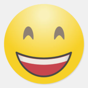 Sticker Rond Emoji visage souriant avec bouche ouverte et yeux 