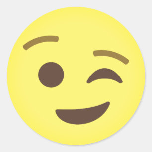 Sticker Rond Emoji Winking