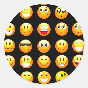 Sticker Rond emojis noir