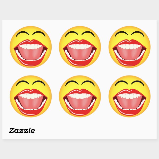 Sticker rond Emoticon Jaune (Feuille)