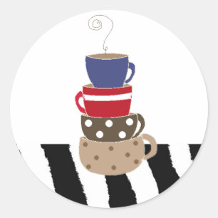Sticker Rond Empiler les tasses de café