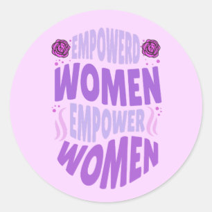 Sticker Rond Empower Women Empower citation texte pourpre