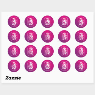 Sticker Rond Empreinte blanche en rose