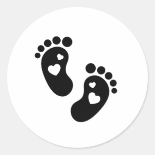 Sticker Rond Empreinte Coeur bébé, Pieds bébé