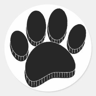 Sticker Rond Empreinte de chien noir main tirée personnalisée